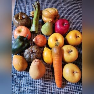 Assorted lot of faux fruit and veggies